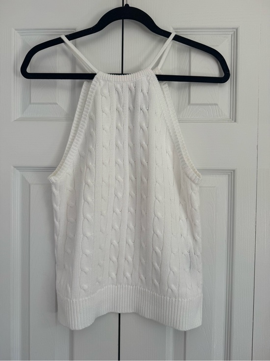 Ralph Lauren Tops - Ralph Lauren Blue Label White Cable-Knit Sleeveless Halter-Neck Tie Top Size L